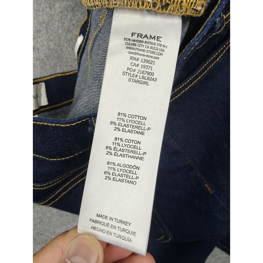 Frame Le Sleek Straight Jeans Womens 31 Blue Dark Wash Mid Rise Stretch 31x30 - Picture 5 of 11